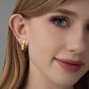 image:imageEVEVIC Austrian Crystal Huggie Hoop Earrings for Women Trendy Hypoallergenic 14K Small Rose Gold Plated Hoops Earring Jewelry GiftsLime Green