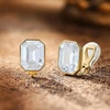 image:imageEVEVIC Austrian Crystal Octagon Clip On Earrings for Women Fashion 14K Gold Plated Non Pierced for Sensitive Ears Jewelry GiftsClear White