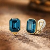 image:imageEVEVIC Austrian Crystal Octagon Clip On Earrings for Women Fashion 14K Gold Plated Non Pierced for Sensitive Ears Jewelry GiftsDark Blue