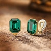 image:imageEVEVIC Austrian Crystal Octagon Clip On Earrings for Women Fashion 14K Gold Plated Non Pierced for Sensitive Ears Jewelry GiftsEmerald