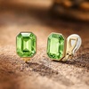image:imageEVEVIC Austrian Crystal Octagon Clip On Earrings for Women Fashion 14K Gold Plated Non Pierced for Sensitive Ears Jewelry GiftsFern Green