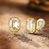image:imageEVEVIC Austrian Crystal Octagon Clip On Earrings for Women Fashion 14K Gold Plated Non Pierced for Sensitive Ears Jewelry GiftsLight Topaz