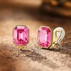 image:imageEVEVIC Austrian Crystal Octagon Clip On Earrings for Women Fashion 14K Gold Plated Non Pierced for Sensitive Ears Jewelry GiftsPink