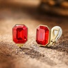 image:imageEVEVIC Austrian Crystal Octagon Clip On Earrings for Women Fashion 14K Gold Plated Non Pierced for Sensitive Ears Jewelry GiftsRed