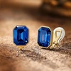 image:imageEVEVIC Austrian Crystal Octagon Clip On Earrings for Women Fashion 14K Gold Plated Non Pierced for Sensitive Ears Jewelry GiftsSapphire