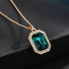 image:imageEVEVIC Austrian Crystal Octagon Pendant Necklaces Earrings Set for Women 14K Gold Plated Hypoallergenic Fashion Jewelry Sets Emerald