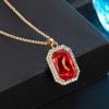 image:imageEVEVIC Austrian Crystal Octagon Pendant Necklaces Earrings Set for Women 14K Gold Plated Hypoallergenic Fashion Jewelry Sets Red