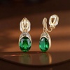 image:imageEVEVIC Austrian Crystal Oval Drop Clip On Earrings for Women Trendy 14K Gold Plated Hypoallergenic Non Piercing Dainty Fashion Earrings Comfortable Jewelry GiftGreen