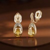 image:imageEVEVIC Austrian Crystal Oval Drop Clip On Earrings for Women Trendy 14K Gold Plated Hypoallergenic Non Piercing Dainty Fashion Earrings Comfortable Jewelry GiftTopaz