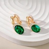 image:imageEVEVIC Austrian Crystal Oval Drop Clip On Earrings for Women Trendy 14K Gold Plated Hypoallergenic Non Piercing Dainty Fashion Earrings Comfortable Jewelry GiftGreen