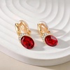 image:imageEVEVIC Austrian Crystal Oval Drop Clip On Earrings for Women Trendy 14K Gold Plated Hypoallergenic Non Piercing Dainty Fashion Earrings Comfortable Jewelry GiftRed