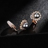 image:imageEVEVIC Austrian Crystal Pearl Clip On Earrings for Women Non Pierced Earings 14K Gold Plated Hypoallergenic JewelryBlack Pearl GoldTone