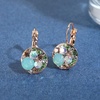 image:imageEVEVIC Austrian Crystal Rhinestone Leverback Drop Earrings and Bracelet Set for Women 14K Gold Plated Dainty Colorful Charm Jewelry Gift Green Opal