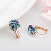 image:imageEVEVIC Austrian Crystal Rhinestone Leverback Drop Earrings and Bracelet Set for Women 14K Gold Plated Dainty Colorful Charm Jewelry Gift Purple