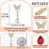 image:imageEVEVIC Austrian Crystal Teardrop Butterfly Dangle Stud Earrings for Women 14K Gold Plated Drop Earring Hypoallergenic Jewelry GiftsAurora Borealis