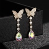 image:imageEVEVIC Austrian Crystal Teardrop Butterfly Dangle Stud Earrings for Women 14K Gold Plated Drop Earring Hypoallergenic Jewelry GiftsAurora Borealis