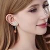 image:imageEVEVIC Austrian Crystal Teardrop Butterfly Dangle Stud Earrings for Women 14K Gold Plated Drop Earring Hypoallergenic Jewelry GiftsPadparadscha
