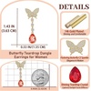 image:imageEVEVIC Austrian Crystal Teardrop Butterfly Dangle Stud Earrings for Women 14K Gold Plated Drop Earring Hypoallergenic Jewelry GiftsPadparadscha