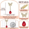 image:imageEVEVIC Austrian Crystal Teardrop Butterfly Dangle Stud Earrings for Women 14K Gold Plated Drop Earring Hypoallergenic Jewelry GiftsRed
