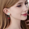 image:imageEVEVIC Austrian Crystal Teardrop Butterfly Dangle Stud Earrings for Women 14K Gold Plated Drop Earring Hypoallergenic Jewelry GiftsRed