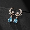 image:imageEVEVIC Austrian Crystal Teardrop Moon Star Celestial Dangle Earrings for Women 14K Rose Gold Plated Hypoallergenic Drop Earring Jewelry GiftsAquamarine
