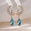 image:imageEVEVIC Austrian Crystal Teardrop Moon Star Celestial Dangle Earrings for Women 14K Rose Gold Plated Hypoallergenic Drop Earring Jewelry GiftsAquamarine