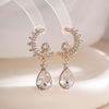 image:imageEVEVIC Austrian Crystal Teardrop Moon Star Celestial Dangle Earrings for Women 14K Rose Gold Plated Hypoallergenic Drop Earring Jewelry GiftsWhite