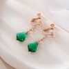 image:imageEVEVIC Austrian Crystals Baroque Pendant Necklace Earrings for Women 14K Gold Plated Hypoallergenic Clip On Drop Dangle Earrings Jewelry Set Emerald