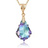 image:imageEVEVIC Austrian Crystals Baroque Pendant Necklace Earrings for Women 14K Gold Plated Hypoallergenic Clip On Drop Dangle Earrings Jewelry Set Vitrail Light
