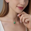 image:imageEVEVIC Austrian Crystals Baroque Pendant Necklace Earrings for Women 14K Gold Plated Hypoallergenic Hook Drop Dangle Earrings Jewelry Set Emerald
