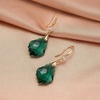 image:imageEVEVIC Austrian Crystals Baroque Pendant Necklace Earrings for Women 14K Gold Plated Hypoallergenic Hook Drop Dangle Earrings Jewelry Set Emerald