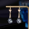 image:imageEVEVIC Austrian Crystals Baroque Pendant Necklace Earrings for Women 14K Gold Plated Hypoallergenic Leverback Drop Dangle Earrings Jewelry Set Black