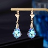 image:imageEVEVIC Austrian Crystals Baroque Pendant Necklace Earrings for Women 14K Gold Plated Hypoallergenic Leverback Drop Dangle Earrings Jewelry Set Vitrail Light