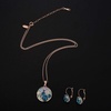 image:imageEVEVIC Austrian Crystals Round Disc Pendant Necklace Earrings for Women 14K Gold Plated Hypoallergenic Jewelry SetsBlue Green CrystalsRose Goldtone