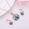 image:imageEVEVIC Austrian Crystals Round Disc Pendant Necklace Earrings for Women 14K Gold Plated Hypoallergenic Jewelry SetsBlue Green CrystalsRose Goldtone