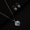 image:imageEVEVIC Austrian Crystals Round Disc Pendant Necklace Earrings for Women 14K Gold Plated Hypoallergenic Jewelry SetsBlue Green CrystalsRose Goldtone