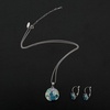 image:imageEVEVIC Austrian Crystals Round Disc Pendant Necklace Earrings for Women 14K Gold Plated Hypoallergenic Jewelry SetsBlue Green CrystalsSilvertone