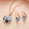 image:imageEVEVIC Austrian Crystals Round Disc Pendant Necklace Earrings for Women 14K Gold Plated Hypoallergenic Jewelry SetsBlue Main CrystalRose Goldtone