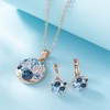 image:imageEVEVIC Austrian Crystals Round Disc Pendant Necklace Earrings for Women 14K Gold Plated Hypoallergenic Jewelry SetsBlue Main CrystalRose Goldtone