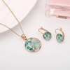 image:imageEVEVIC Austrian Crystals Round Disc Pendant Necklace Earrings for Women 14K Gold Plated Hypoallergenic Jewelry SetsGreen Main CrystalRose Goldtone
