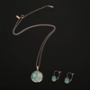 image:imageEVEVIC Austrian Crystals Round Disc Pendant Necklace Earrings for Women 14K Gold Plated Hypoallergenic Jewelry SetsGreen Main CrystalRose Goldtone