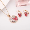 image:imageEVEVIC Austrian Crystals Round Disc Pendant Necklace Earrings for Women 14K Gold Plated Hypoallergenic Jewelry SetsPink Main CrystalRose Goldtone