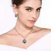 image:imageEVEVIC Austrian Crystals Round Disc Pendant Necklace Earrings for Women 14K Gold Plated Hypoallergenic Jewelry SetsPurple Main CrystalRose Goldtone