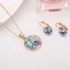 image:imageEVEVIC Austrian Crystals Round Disc Pendant Necklace Earrings for Women 14K Gold Plated Hypoallergenic Jewelry SetsPurple Main CrystalRose Goldtone