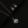 image:imageEVEVIC Austrian Crystals Round Disc Pendant Necklace Earrings for Women 14K Gold Plated Hypoallergenic Jewelry SetsPurple Main CrystalRose Goldtone