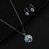 image:imageEVEVIC Austrian Crystals Round Disc Pendant Necklace Earrings for Women 14K Gold Plated Hypoallergenic Jewelry SetsPurple Main CrystalSilvertone