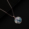 image:imageEVEVIC Austrian Crystals Round Disc Pendant Necklaces for Women Fashion 14K Gold Plated Hypoallergenic Dainty JewelryBlue Green CrystalsRose Goldtone