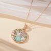 image:imageEVEVIC Austrian Crystals Round Disc Pendant Necklaces for Women Fashion 14K Gold Plated Hypoallergenic Dainty JewelryGreen OpalAurora Borealis Crystal