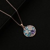 image:imageEVEVIC Austrian Crystals Round Disc Pendant Necklaces for Women Fashion 14K Gold Plated Hypoallergenic Dainty JewelryPurple Main CrystalRose Goldtone