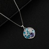 image:imageEVEVIC Austrian Crystals Round Disc Pendant Necklaces for Women Fashion 14K Gold Plated Hypoallergenic Dainty JewelryPurple Main CrystalSilvertone